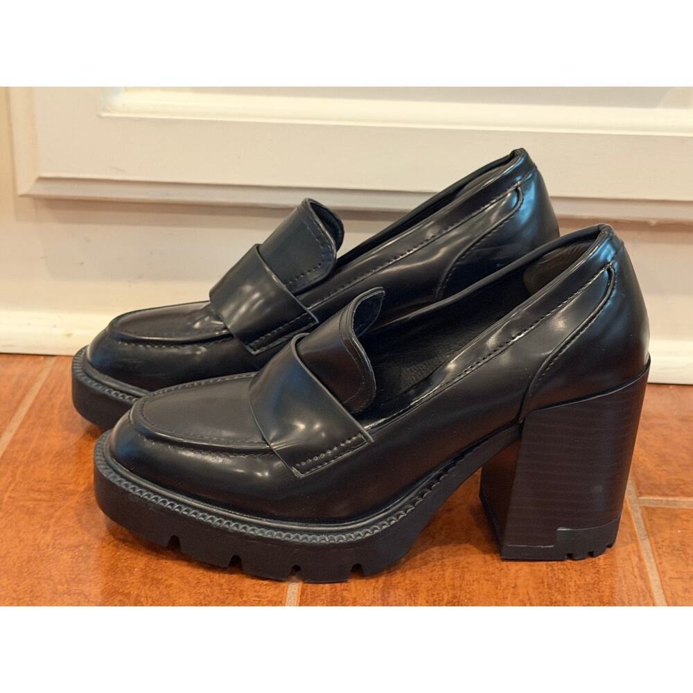 Madden Girl Women's Black Platform Loafer Heels Round Toe Size 7 - Picture 3 of 7